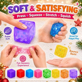 Vianočný adventný kalendár, mäkké hračky, farebná mäkká protistresová kocka