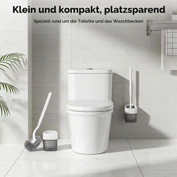 EINESIN WC kefa, WC kefa a držiak, WC kefa s čističom okrajov, zakrivená WC kefa, dlhá