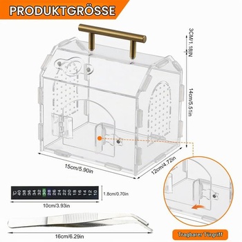 360 ° akrylové terárium pre slimáky, 17x15x12cm akrylové terárium s rukoväťou