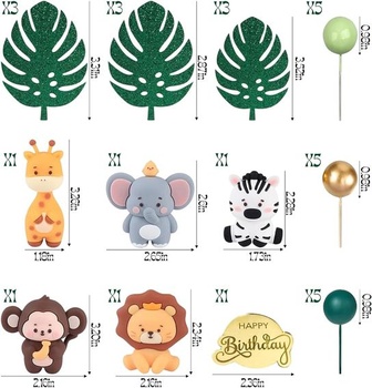30 guličiek na zdobenie torty - Dekorácia na torty so zvieratkami - Dekorácia na torty k narodeninám s