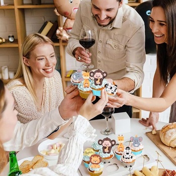 30 guličiek na zdobenie torty - Dekorácia na torty so zvieratkami - Dekorácia na torty k narodeninám s