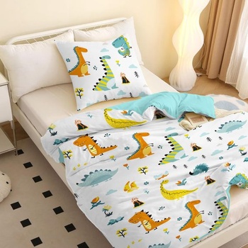 MUSOLEI Dinosaurie obliečky 135x200cm detské dievčenské chlapčenské 3D tlač kreslené dinosaurie obliečky
