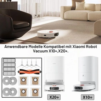 Príslušenstvo pre robotické vysávače Xiaomi Robot Vacuum X10+, X20+: 1 hlavná kefa, 4 prachové
