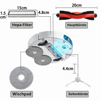 Príslušenstvo pre robotické vysávače Xiaomi Robot Vacuum X10+, X20+: 1 hlavná kefa, 4 prachové