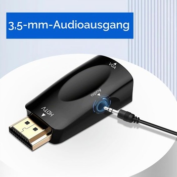Adaptér HENGBIRD HDMI na VGA (2 ks) s audio káblom pre PC, notebook, monitor, projektor, Full HD