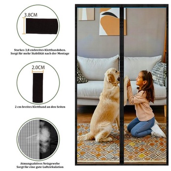 Magnetická síť proti hmyzu na balkonové dveře, síť proti hmyzu na dveře 100x210cm, bílá.