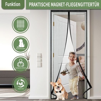 Magnetická síť proti hmyzu na balkonové dveře, síť proti hmyzu na dveře 100x210cm, bílá.