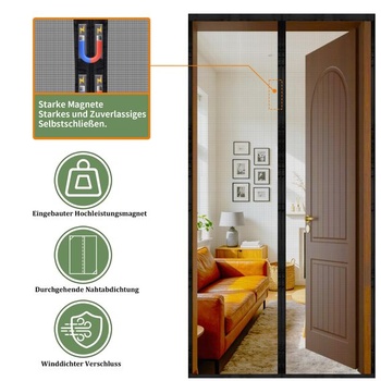 Magnetická sieť proti hmyzu na balkónové dvere, sieť proti hmyzu na dvere 100x210cm, biela.
