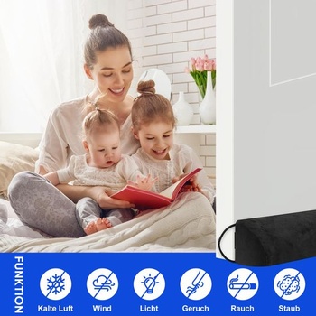 90-94cm clona proti prievanu pre dvere s penou pohlcujúcou zvuk a 2 záťažovými vakmi, 90° clona proti