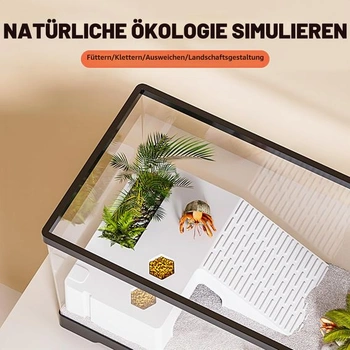 Akvárium s krunýřem želvy s vyhřívací plošinou a spodním odtokem, nádržka na vodu 30 x 18 x 18,5 cm