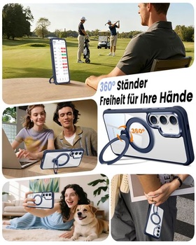 Puzdro HuwaiH pre Samsung Galaxy S24/S25 s 360 ° magnetickým stojanom, [16FT odolné proti pádu a