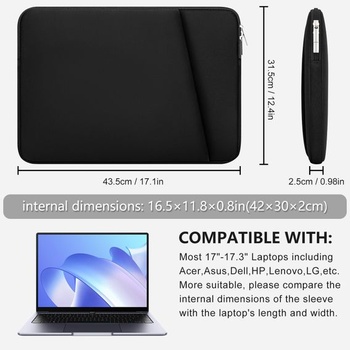 Puzdro na notebook s vreckom na zips na príslušenstvo, kompatibilné so 17-palcovými notebookmi HP,