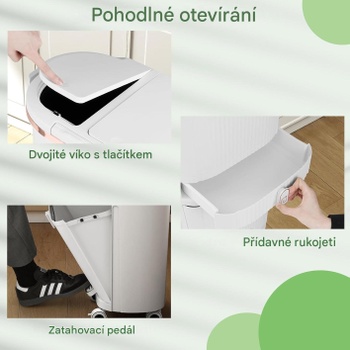 Kuchynský odpadkový kôš s 2 vyberateľnými vedierkami B0GGGKKJNW, 42 l, 3 poschodia, béžový - A