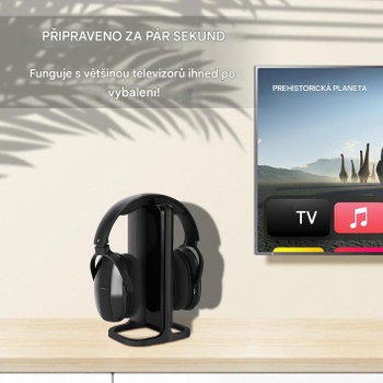 Bezdrôtové slúchadlá k TV DB100 s nabíjacím dokom, 2,4 GHz, čierna - A