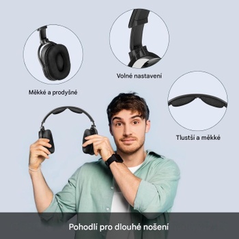 Bezdrôtové slúchadlá k TV DB100 s nabíjacím dokom, 2,4 GHz, čierna - A