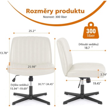Kancelárska stolička C-7261-LEA-BG, bez koliesok, otočná 360 °, béžová - N