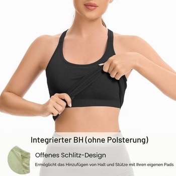Dámske športové tielko Lemef s integrovanou podprsenkou, strih na chrbte, bez rukávov na cvičenie,