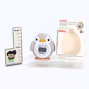 Nuby Penguin Baby teplomer do kúpeľa | Ľahko čitateľný displej | Bez BPA | Šedá | Vhodné od 0 mesiacov