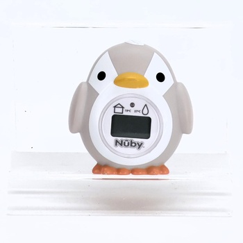 Nuby Penguin Baby teplomer do kúpeľa | Ľahko čitateľný displej | Bez BPA | Šedá | Vhodné od 0 mesiacov
