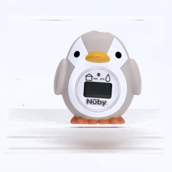 Nuby Penguin Baby teplomer do kúpeľa | Ľahko čitateľný displej | Bez BPA | Šedá | Vhodné od 0 mesiacov