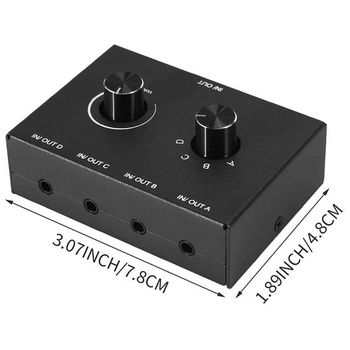 4portový audio prepínač, 3,5mm audio prepínač, stereo AUX audio, 4 vstupy 1 výstup/1 vstup 4