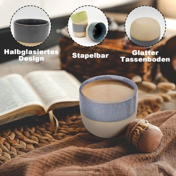 Súprava 4 porcelánových šálok na espresso, keramické šálky na espresso, mini šálky na espresso 150ml,