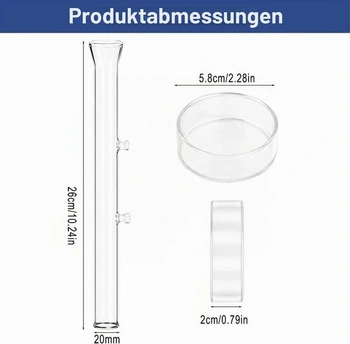 Akvarijná kŕmna trubica 25 cm zo skla s kŕmnou miskou a 2 prísavkami
