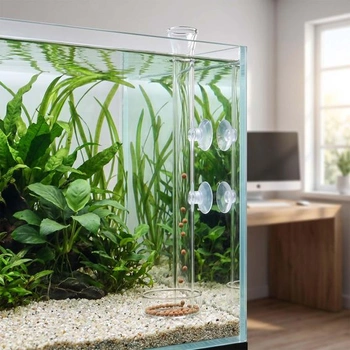 Akvarijná kŕmna trubica 25 cm zo skla s kŕmnou miskou a 2 prísavkami