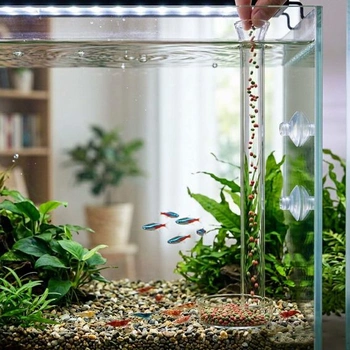 Akvarijná kŕmna trubica 25 cm zo skla s kŕmnou miskou a 2 prísavkami