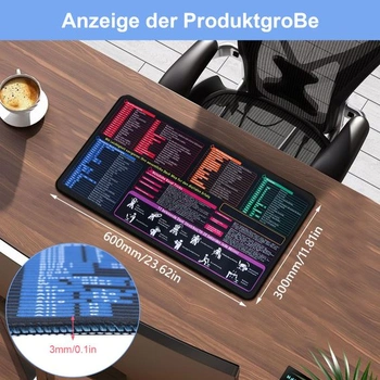 Podložka pod stůl Excel (německy) Podložka pod myš Excel (německy) 60 x 30 cm Podložka pod myš