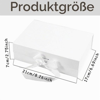 Darčeková krabička 21x17x7cm so stuhou, veko, magnetická skladacia krabička, biela