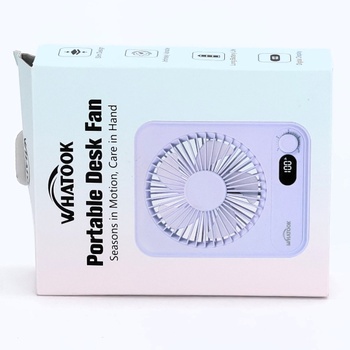 WHATOOK USB ventilátor tichý: plynulé ovládání 1-100, baterie 2000mAh stolní ventilátor s LED