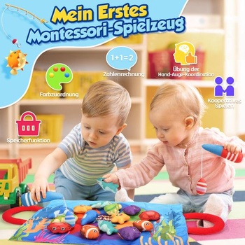 ZOOI Montessori hračka pre vek 1+, 5v1 motorická hra na rybárčenie, hračka pre deti vo veku 1, 2 a 3