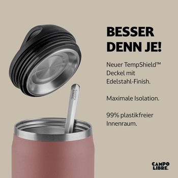 Campo Libre.® Lotta, termonádoba na potraviny, hrnek z nerezové oceli s lžičkou, ohřívač potravin,