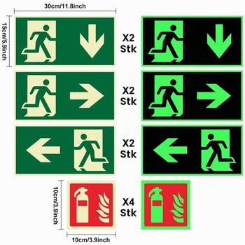 Sada 10 cedulí s nouzovým východem a hasicím přístrojem | 4x hasicí přístroj (10x10 cm) + 6x cedule