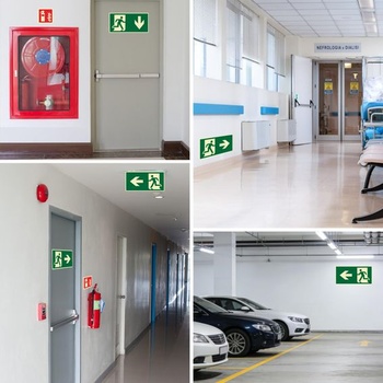 Sada 10 cedulí s nouzovým východem a hasicím přístrojem | 4x hasicí přístroj (10x10 cm) + 6x cedule