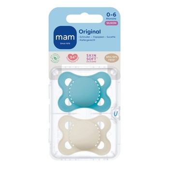 Cumlíky MAM Original Pure, 0-6 mesiacov, 2 kusy, modré/béžové