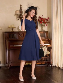 OMEWEE Dámské koktejlové šaty z 50. let, vintage rockabilly šaty, áčkové šaty, swingové slavnostní