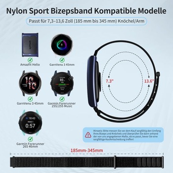 Chinbersky 22mm športový bicepsový pás kompatibilný s Amazonfit Helio Strap pre ženy aj mužov,