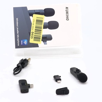 Bezdrôtový klopový mikrofón KUKIHO pre iPhone/iPad/Android (2 vysielače), mini klipový mikrofón s