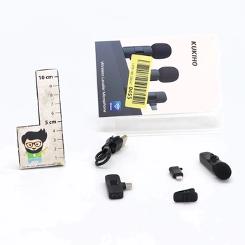 Bezdrátový klopový mikrofon KUKIHO pro iPhone/iPad/Android (2 vysílače), mini klipový mikrofon s
