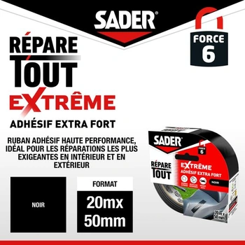 Opravná páska Sader, Extreme, Čierna, Extra silné lepidlo, Vysoký výkon, Pre vnútorné i vonkajšie