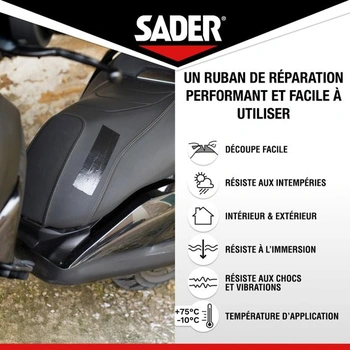 Opravná páska Sader, Extreme, Čierna, Extra silné lepidlo, Vysoký výkon, Pre vnútorné i vonkajšie