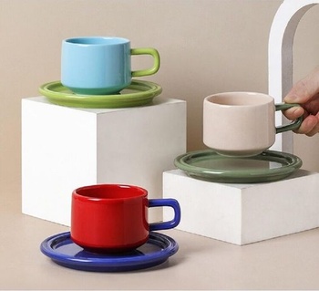 Sada keramických hrnků na kávu 250ml, espresso hrnek s podšálkem, moderní čajový hrnek, cappuccino