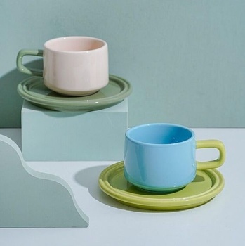 Sada keramických hrnků na kávu 250ml, espresso hrnek s podšálkem, moderní čajový hrnek, cappuccino
