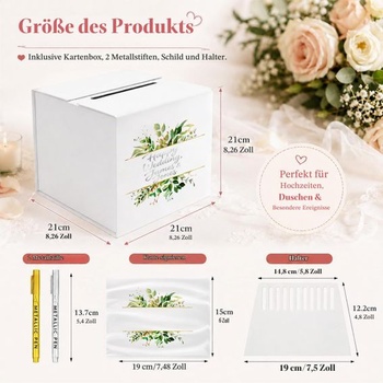 Svatební krabička s přenosnými samolepkami a stěrkou, DIY svatební krabička z bílého kartonu 21 x