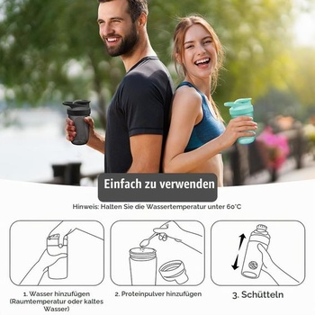 Proteinový šejkr, 400ml lahev na proteinový šejkr, černá rukojeť F – 400 ml, černá