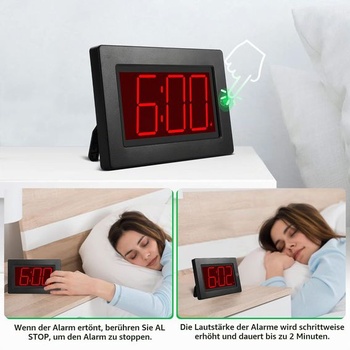 KWANWA digitálny budík LED nástenné hodiny s 3'' veľkým displejom, prevádzka iba na batérie, čierne