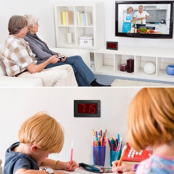 KWANWA digitální budík LED nástěnné hodiny s 3'' velkým displejem, provoz pouze na baterie, černé