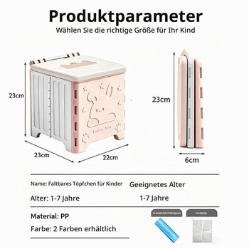 Skladací detský nočník, nočník pre deti na cesty, cestovný detský nočník, prenosná toaleta pre